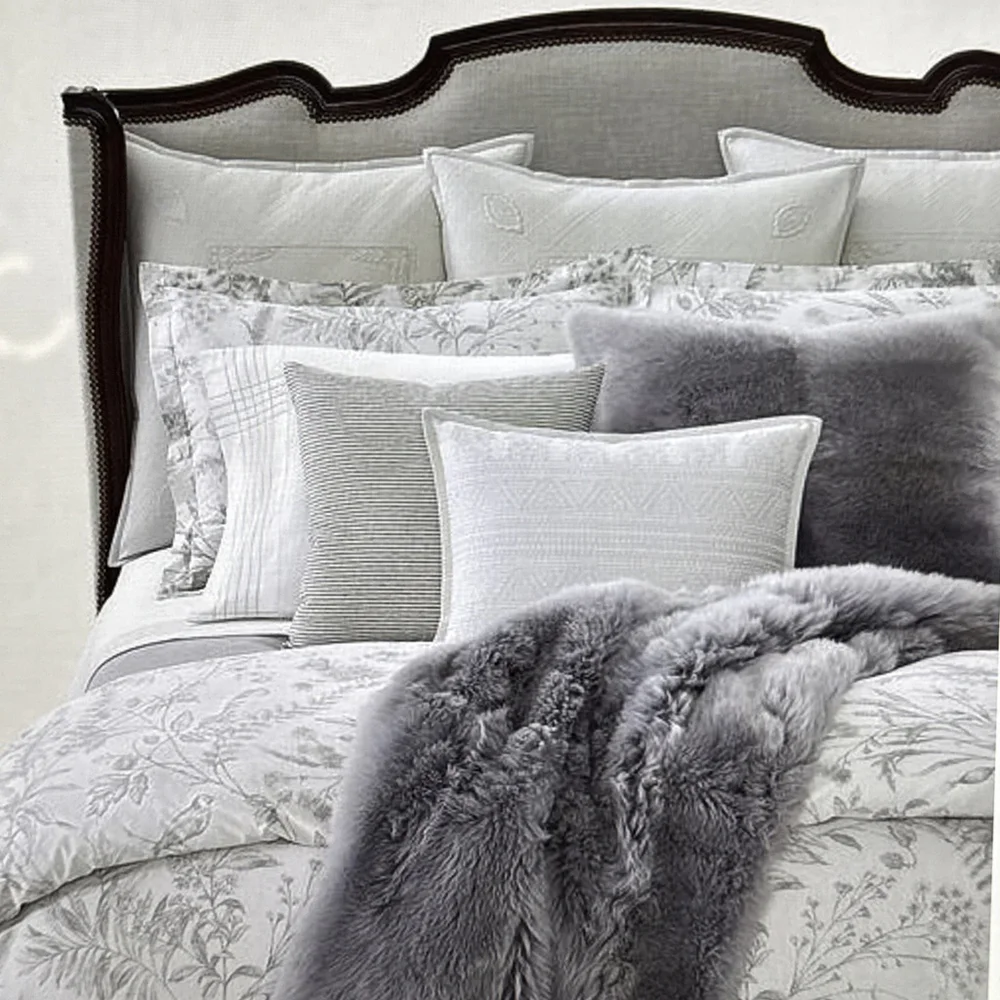 Ralph Lauren Genevieve Grey Floral Queen Cotton Comforter New Org 355